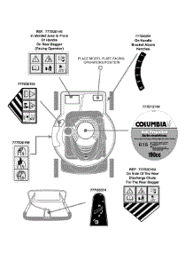 Label Map 12A-976B597 parts for Columbia Self-Propelled Walk-Behind Mower 12A-976B597 / 2009 from AppliancePartsPros.com