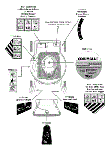 Label Map 12A-996B597 parts for Columbia Self-Propelled Walk-Behind Mower 12A-996B597 / 2009 from AppliancePartsPros.com