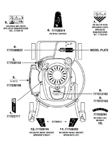 Label Map parts for Columbia Self-Propelled Walk-Behind Mower 12A-998Q597 / 2008 from AppliancePartsPros.com