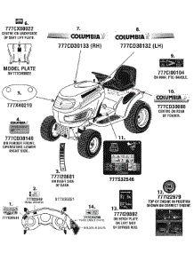Label Map 46-Inch parts for Columbia Lawn Tractor 13AP616H597 / 2008 from AppliancePartsPros.com