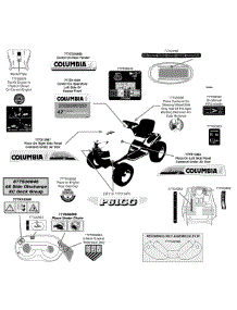 Label Map P61gg parts for Columbia Lawn Tractor 13AP61GG897 / 2009 from AppliancePartsPros.com
