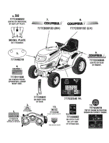Label Map parts for Columbia Lawn Tractor 13AQ626P597 / 2008 from AppliancePartsPros.com