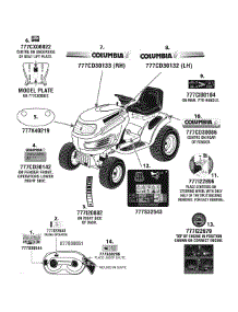 Label Map parts for Columbia Lawn Tractor 13AV606G597 / 2008 from AppliancePartsPros.com