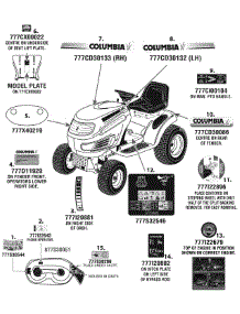 Label Map 42-Inch parts for Columbia Lawn Tractor 13AV616G597 / 2008 from AppliancePartsPros.com