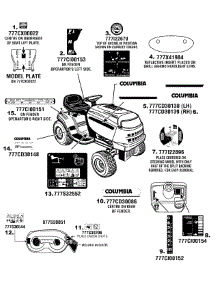 Label Map parts for Columbia Lawn Tractor 13AV761F597 / 2008 from AppliancePartsPros.com
