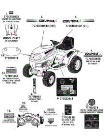 Label Map parts for Columbia Garden Tractor 14AQ816K597 / 2008 from AppliancePartsPros.com