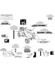 Label Map 13Ac76gf897 parts for Columbia Lawn Tractor 13AC76GF897 / 2011 from AppliancePartsPros.com