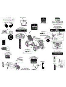 Label Map 13A879ks897 parts for Columbia Lawn Tractor 13A879KS897 / 2015 from AppliancePartsPros.com