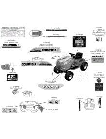 Label Map parts for Columbia Lawn Tractor 13AV90GS897 / 2010 from AppliancePartsPros.com