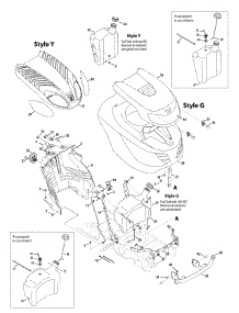 Hood & Grille Style Y & G parts for Columbia Lawn Tractor 13AV90GS897 / 2011 from AppliancePartsPros.com