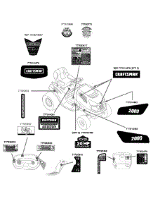 Label Map parts for Craftsman Lawn Tractor 247.289190 / 2010 from AppliancePartsPros.com