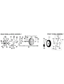 Rear Wheel & Drive Assembly, Front Wheel Assembly parts for Mastercut Self-Propelled Walk-Behind Mower 121-770R702 from AppliancePartsPros.com