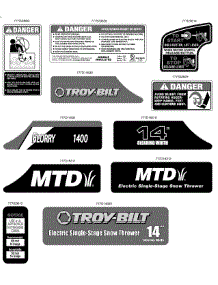 Labels parts for Mtd Snow Thrower 31A-050-706 / 2011 from AppliancePartsPros.com