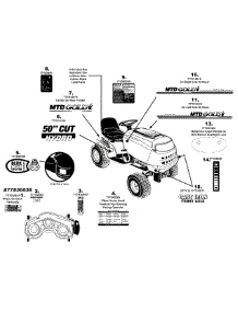 Label Map parts for Mtd Gold Lawn Tractor 13AA625P004 / 2008 from AppliancePartsPros.com