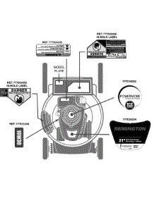 Label Map 11A-B22j783 parts for Remington Push Walk-Behind Mower 11A-B22J783 / 2015 from AppliancePartsPros.com