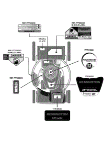 Label Map 12Avb22j783 parts for Remington Self-Propelled Walk-Behind Mower 12AVB22J783 / 2015 from AppliancePartsPros.com