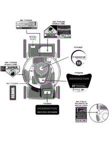 Label Map 12Agb2s6783 parts for Remington Self-Propelled Walk-Behind Mower 12AGB2S6783 / 2015 from AppliancePartsPros.com