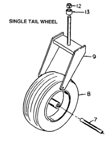 Single Tail Wheel Assembly parts for White Outdoor Front-Mount Mower 130-002-190 / 1990 from AppliancePartsPros.com