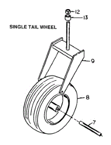 Single Tail Wheel Assembly parts for White Outdoor Front-Mount Mower 130-013-190 / 1990 from AppliancePartsPros.com