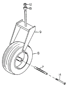 Single Tail Wheel Assembly parts for White Outdoor Front-Mount Mower 132-013-190 / 1992 from AppliancePartsPros.com