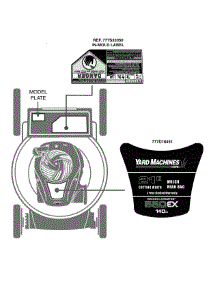 Label Map 11A-B1be729 parts for Yard Machines Push Walk-Behind Mower 11A-B1BE729 / 2014 from AppliancePartsPros.com