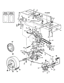 Wheels, Rear / Pedal Assembly / Drive / Lower Frame parts for Yard Machines Lawn Tractor 13AH660F372 / 1998 from AppliancePartsPros.com
