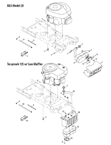 B&S Model 28 & Tec 135 Low Muffler parts for Yard Machines Lawn Tractor 13AL771H029 / 2008 from AppliancePartsPros.com