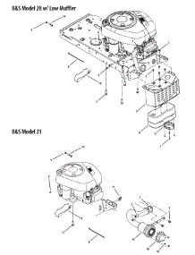 B&S Model 28 W Low Muffler & Model 21 parts for Yard Machines Lawn Tractor 13AN772G200 / 2008 from AppliancePartsPros.com
