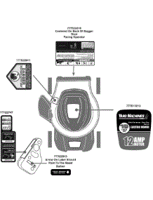 Label Map Yard Machines parts for Yard Machines Electric Mower 18A-182-700 / 2009 from AppliancePartsPros.com