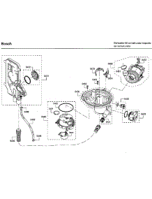 Pump parts for Bosch Dishwasher SHP68TL5UC/09 from AppliancePartsPros.com