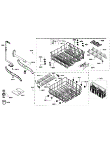 Baskets Assembly parts for Bosch Dishwasher SHV65P03UC/53 from AppliancePartsPros.com