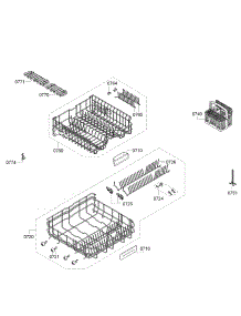 Baskets parts for Bosch Dishwasher SGX68U55UC/98 from AppliancePartsPros.com