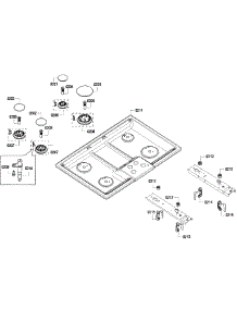 Burners parts for Bosch Cooktop NGM5064UC/03 from AppliancePartsPros.com