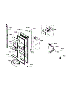 Top Left Door parts for Bosch Refrigerator B26FT80SNS/01 from AppliancePartsPros.com