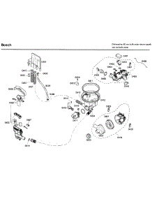 Pump parts for Bosch Dishwasher SHE99C05UC/38 from AppliancePartsPros.com
