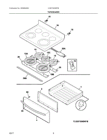 04 - Top / Drawer parts for Frigidaire Range CGEF3058RFB from AppliancePartsPros.com