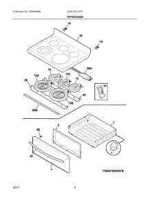 04 - Top / Drawer parts for Frigidaire Range DGEF3041KFP from AppliancePartsPros.com