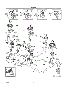03 - Burner parts for Frigidaire Cooktop FFGC3613LWD from AppliancePartsPros.com