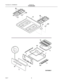 05 - Top / Drawer parts for Frigidaire Range FFGF3016TWA from AppliancePartsPros.com