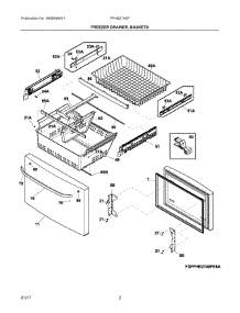 02 - Freezer Drawer, Baskets parts for Frigidaire Refrigerator FFHB2740PEBA from AppliancePartsPros.com