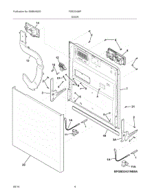 05 - Door parts for Frigidaire Dishwasher FGBD2438PB1A from AppliancePartsPros.com