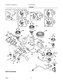 03 - Burner parts for Frigidaire Cooktop FPGC3087MSB from AppliancePartsPros.com