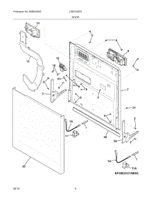 05 - Door parts for Frigidaire Dishwasher LGBD2435NW1A from AppliancePartsPros.com