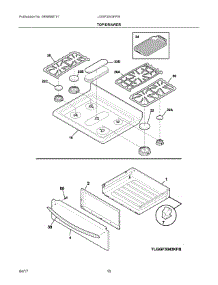 05 - Top / Drawer parts for Frigidaire Range LGGF3043KFW from AppliancePartsPros.com