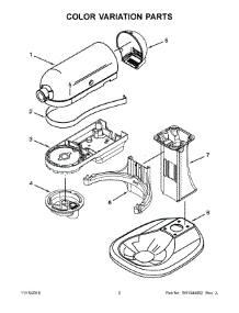 02 - Color Variation Parts parts for Kitchenaid Stand Mixer 3KSM5CBTWH0 from AppliancePartsPros.com
