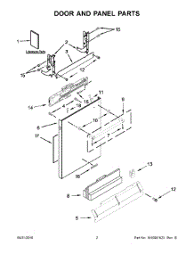 02 - Door And Panel Parts parts for Kitchenaid Dishwasher KDTE254ESS2 from AppliancePartsPros.com