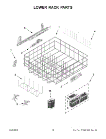 10 - Lower Rack Parts parts for Kitchenaid Dishwasher KDTE254EWH2 from AppliancePartsPros.com