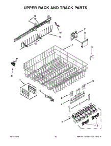 10 - Upper Rack And Track Parts parts for Kitchenaid Dishwasher KDTE554CSS3 from AppliancePartsPros.com