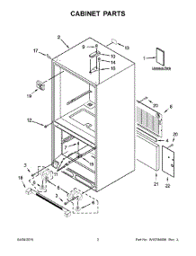 02 - Cabinet Parts parts for Kitchenaid Refrigerator KRBL102ESS00 from AppliancePartsPros.com