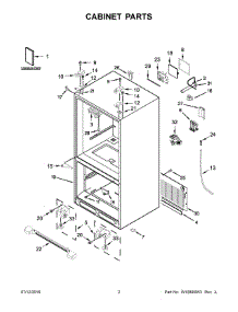 02 - Cabinet Parts parts for Kitchenaid Refrigerator KRFC300EBS00 from AppliancePartsPros.com